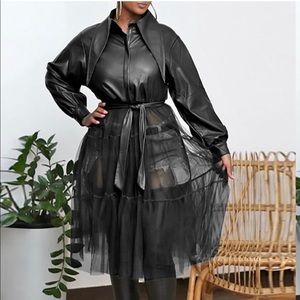 Faux Leather Tulle Jacket
